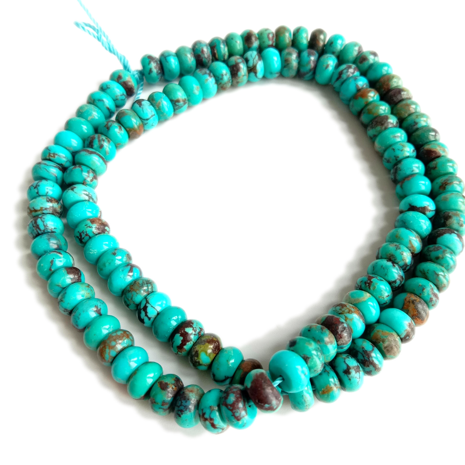 Turquoise rondelle Lifaha tse putsoa Mabenyane a tlhaho a entsoeng ka letsoho a Turquoise 18