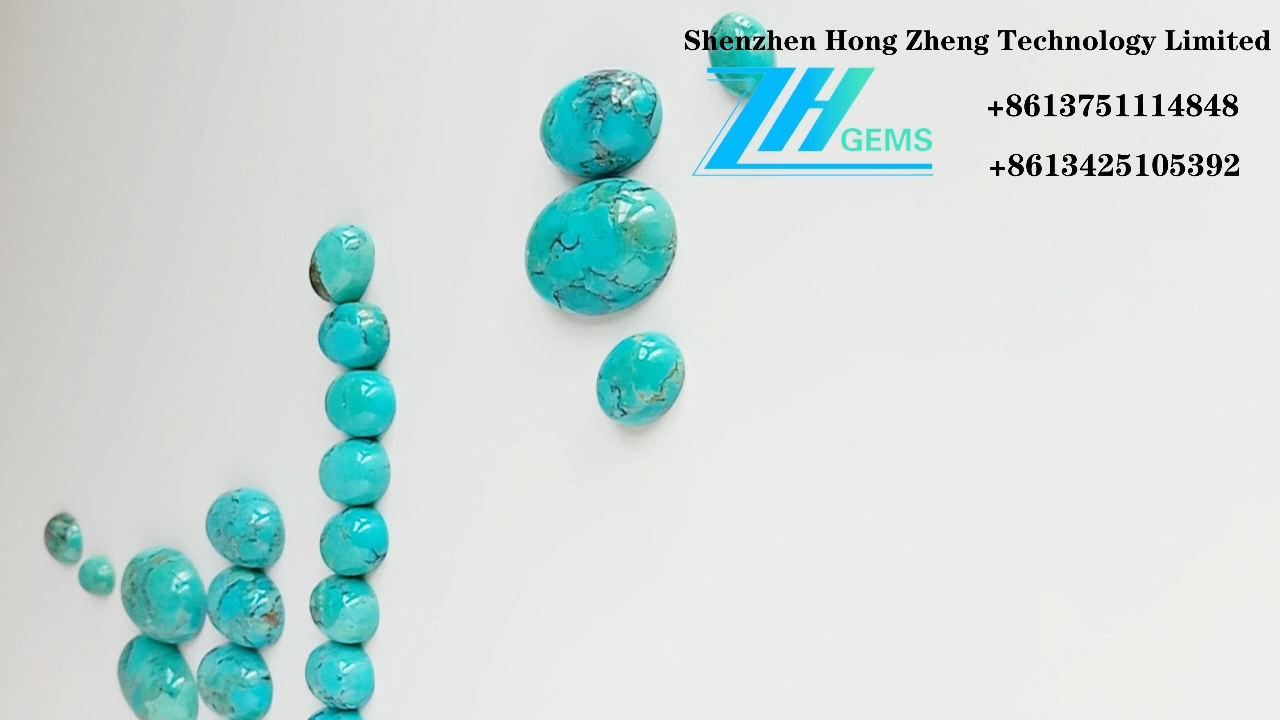 壓縮綠松石凸圓形寶石橢圓形天然 9