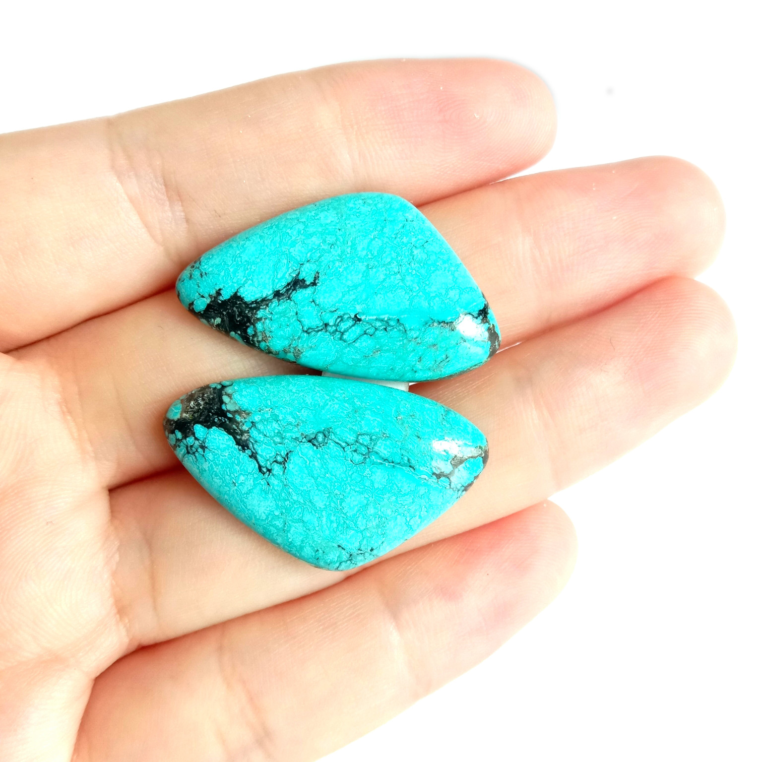 Tirkizni kabošon Prirodni dragi kamen Kabošon Drago kamenje plavi tirkiz 15