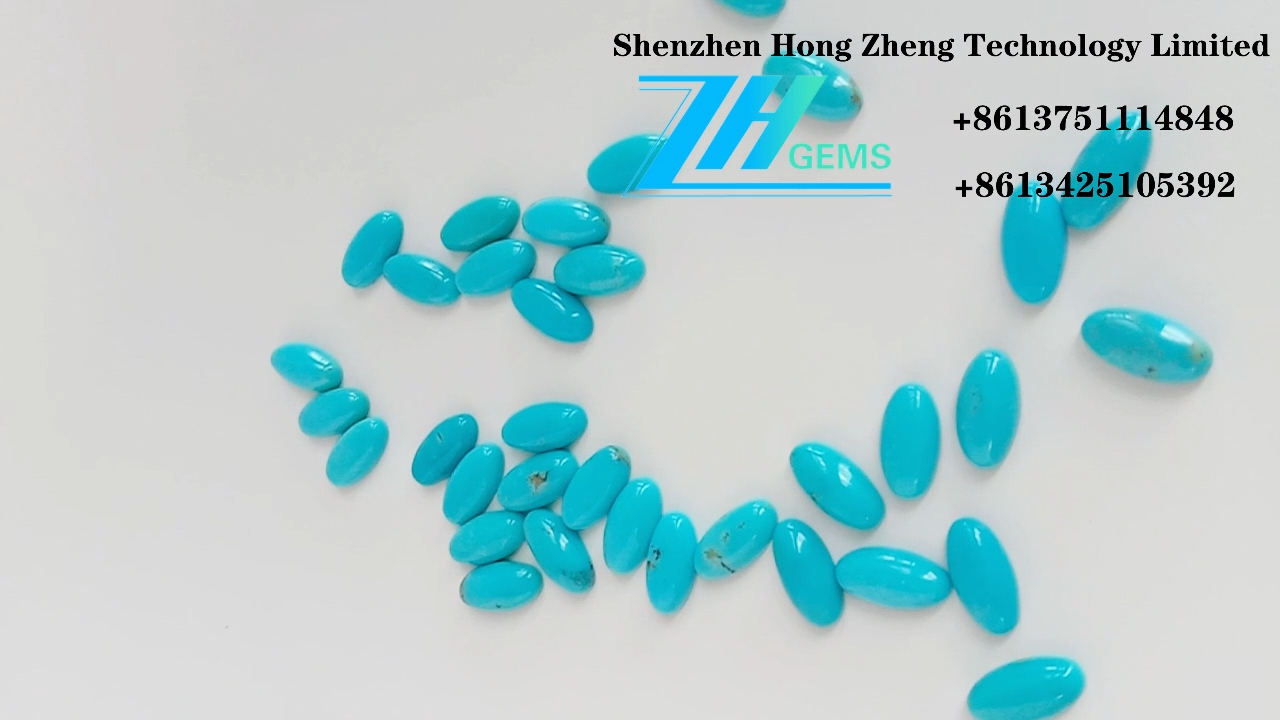 ടർക്കോയിസ് കബോച്ചോൺ രത്നക്കല്ല് ഓവൽ വലിപ്പം10*5 എംഎം നീല ടർക്കോയ്സ് 9