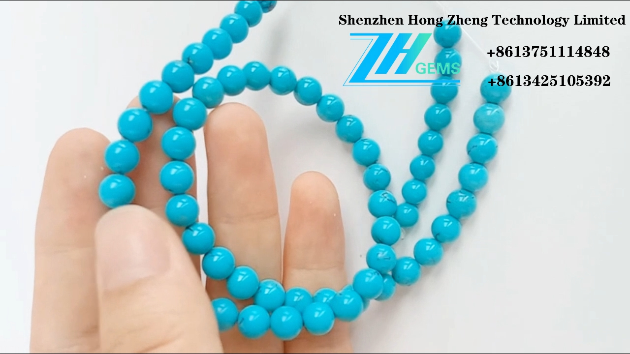 Perle Turchese Pietre preziose turchese blu naturali 3