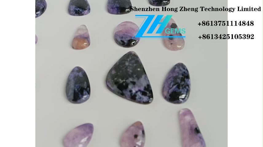 Gemstone xwezayî Cabochon charoite binefşî Gemstone Jewelry 8