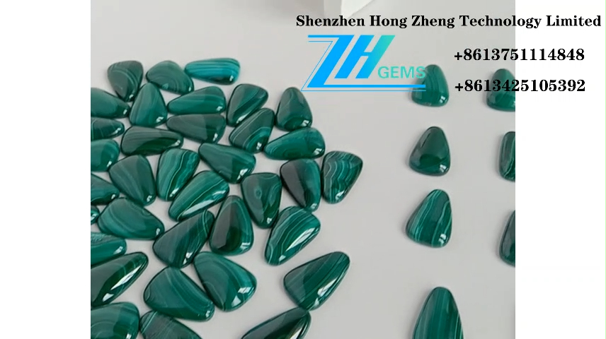 د قیمتي ډبرو کابوچون طبیعي مالاکایټ شنه بیضوي ملاکایټ 8