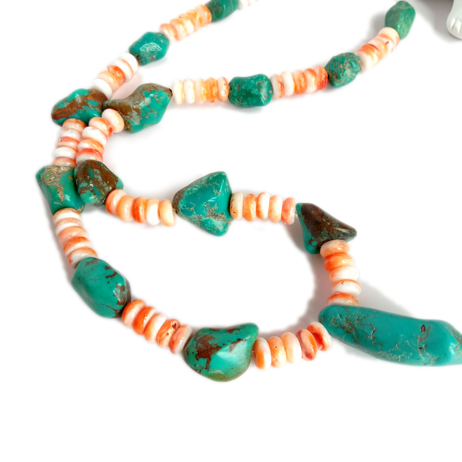 ខ្សែកត្បូងពេជ្រធម្មជាតិ Turquoise និង spiny oyster គ្រឿងអលង្ការគ្រឿងអលង្ការពិតប្រាកដ 15