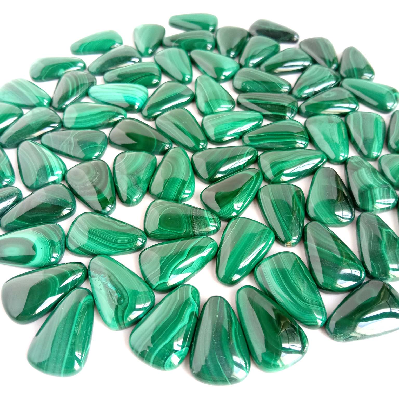 Gemstone Cabochon Natura malakita verda ovala malakito Valoraj Ŝtonoj 14