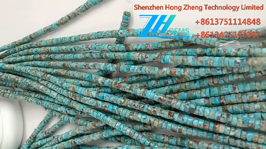 천연 4mm 청록색 heishi 보석 블루 미국 청록색 12