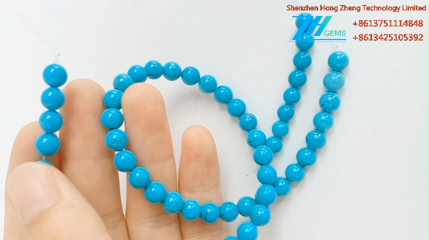ลูกปัดเทอร์ควอยซ์ พลอยเทอร์ควอยซ์สีน้ำเงินธรรมชาติ 12