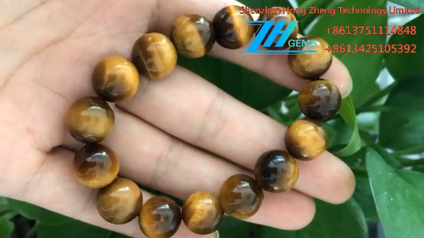 Full Strand 16 Natural Loose Round Asli Tiger Eye Permata 3
