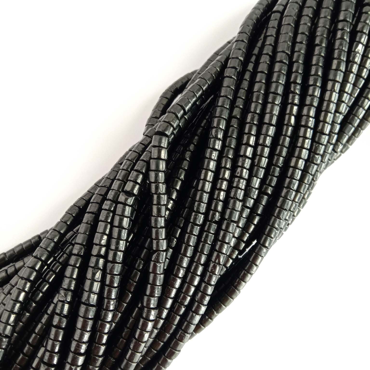 Perle od dragog kamenja 6 mm Jet heishi Ručno izrađeni nakit Jet Drago kamenje 14