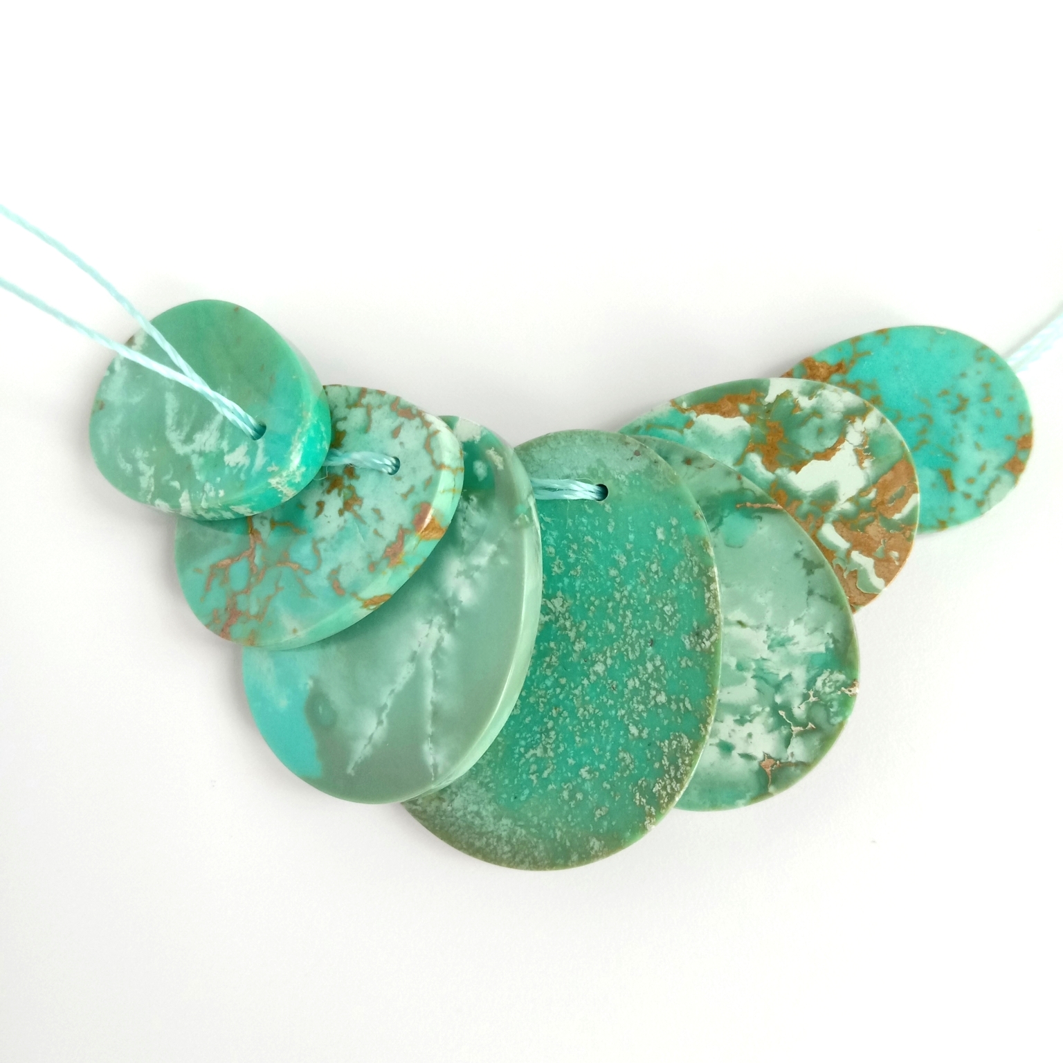 Natirèl turkwaz Cabochon turkwaz pendent handmade pyèr 15