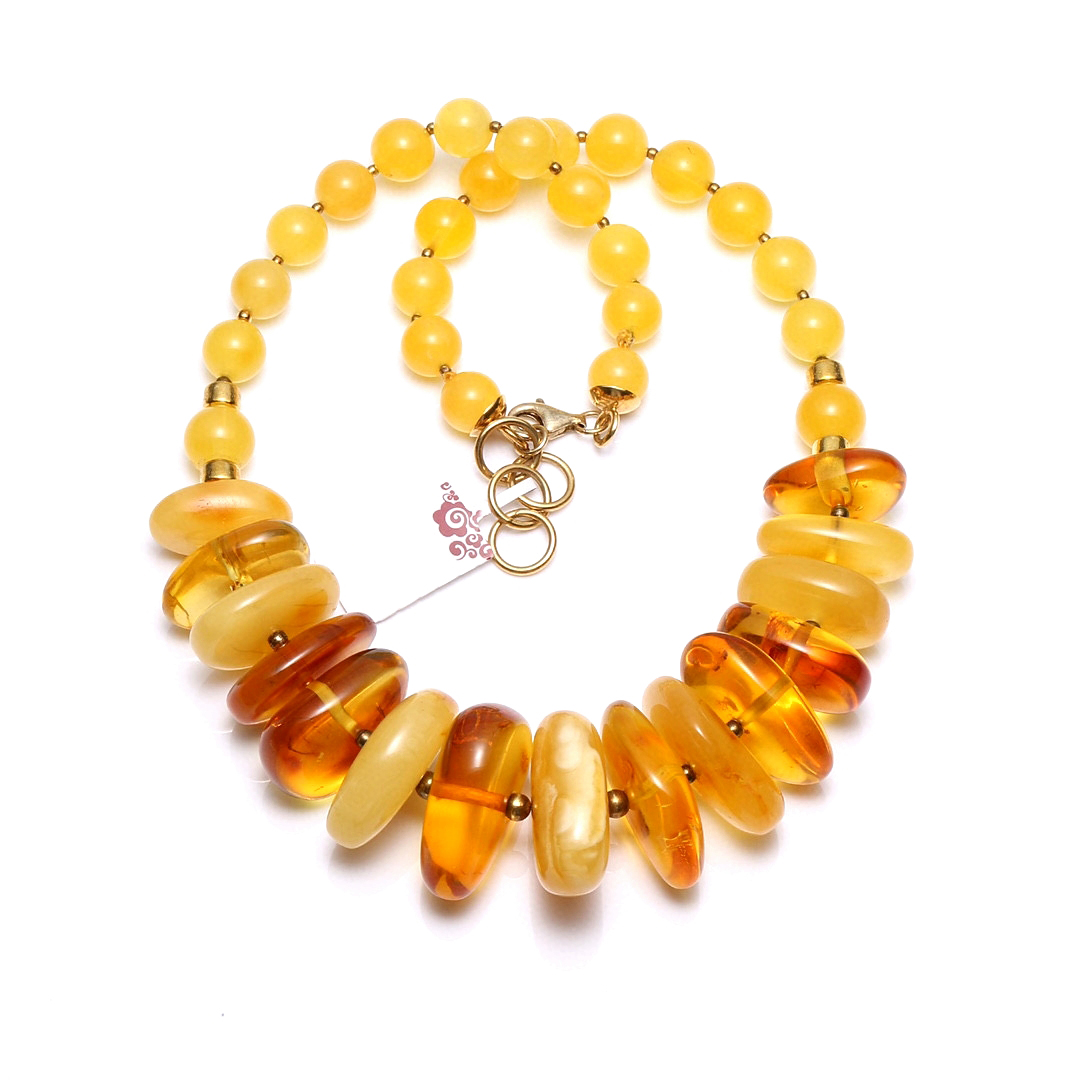 Gemstone Necklace yellow amber necklace Precious Gemstones Size 6mm 14