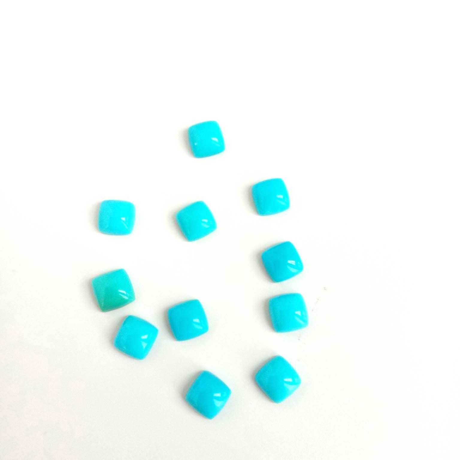 천연 청록색 카보 숑 보석 크기 6X6mm 파란색 청록색 보석 만들기 15