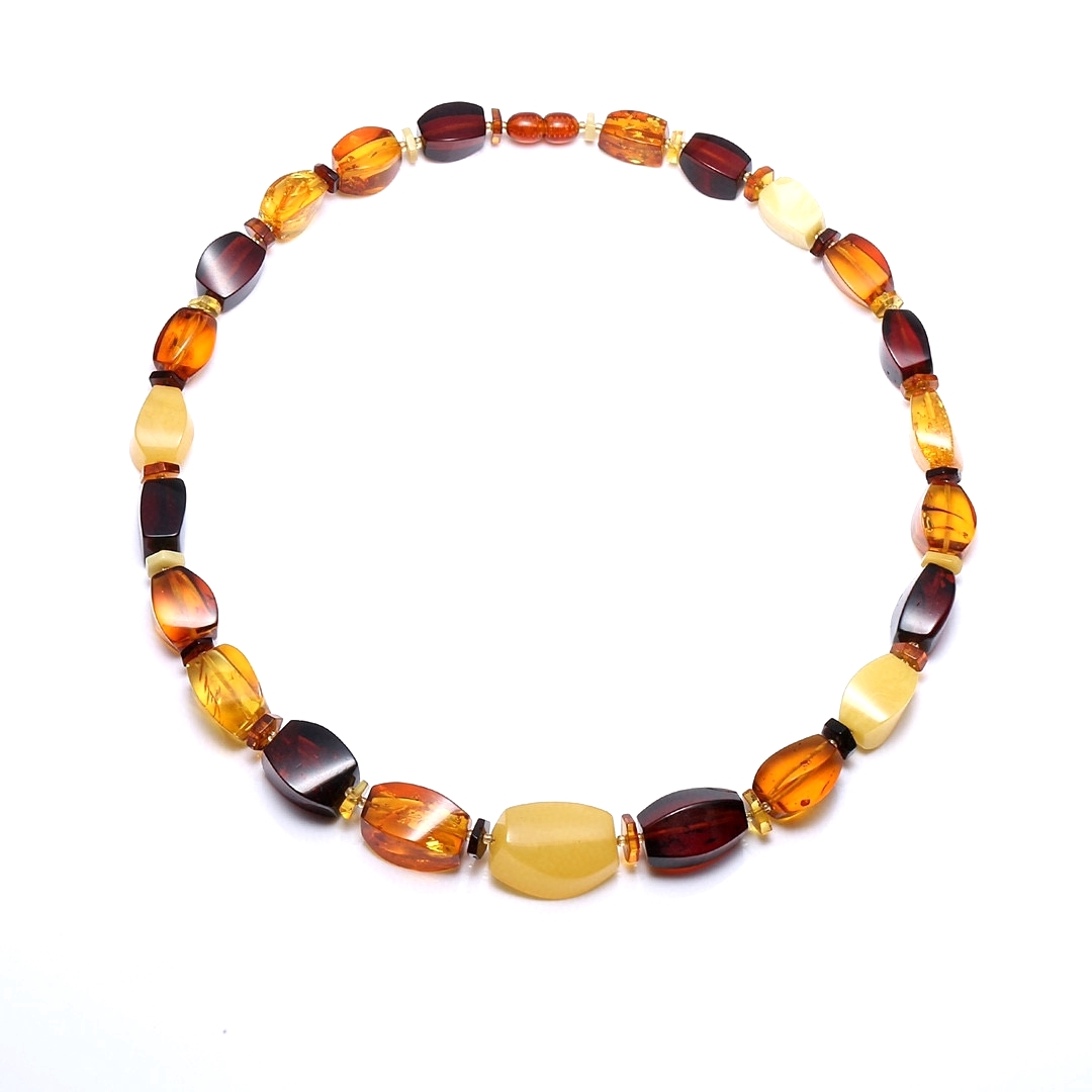Gemstone amber Necklace size 6-10mm mix Color Natural amber jewelry 14
