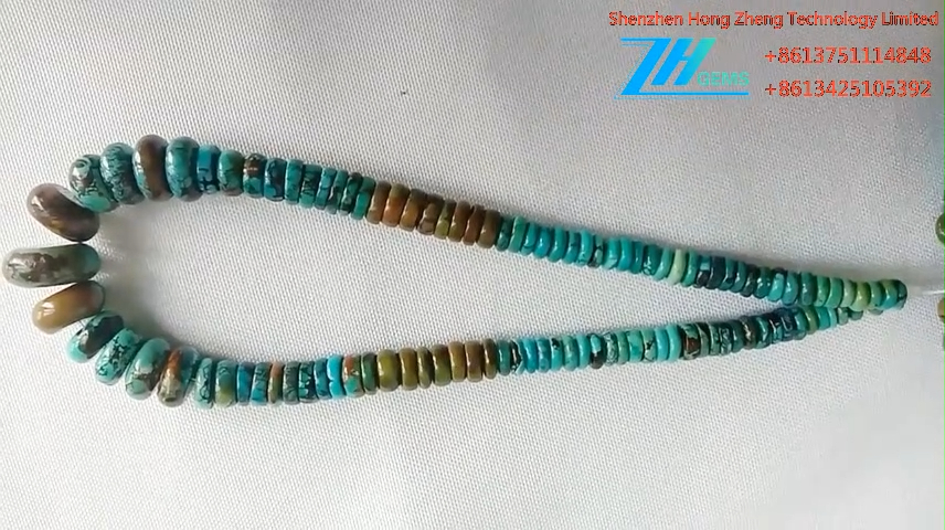 Green Blue Turquoise chunky necklace Freeform DIisc Rondelle 12