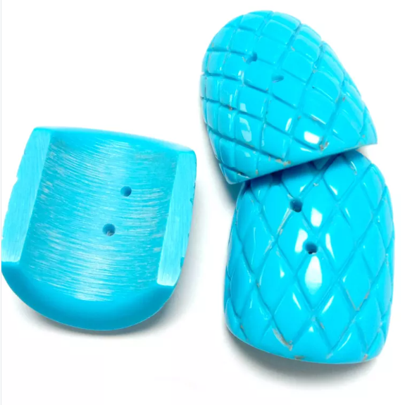 보석 만들기를 위한 고유하게 멋진 조각된 압축 청록색 준귀한 파란 색깔 3