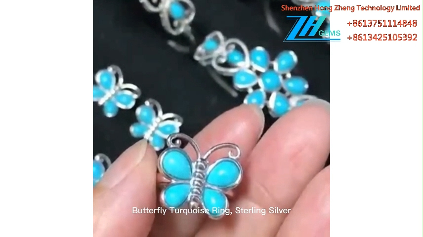 925 سټرلینګ سلور فیروزي حلقه ګل چلسیډوني 9