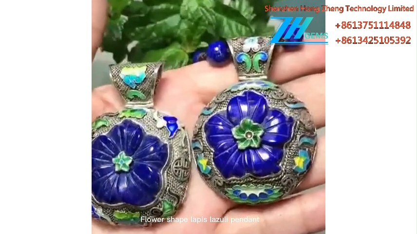 Partihandel naturlig blå blomma lapis lazuli hängen 8