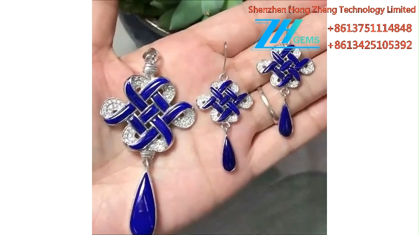 lapis lazuli Hängen Ädelstensuppsättning SmyckenNaturlig blå sten 8