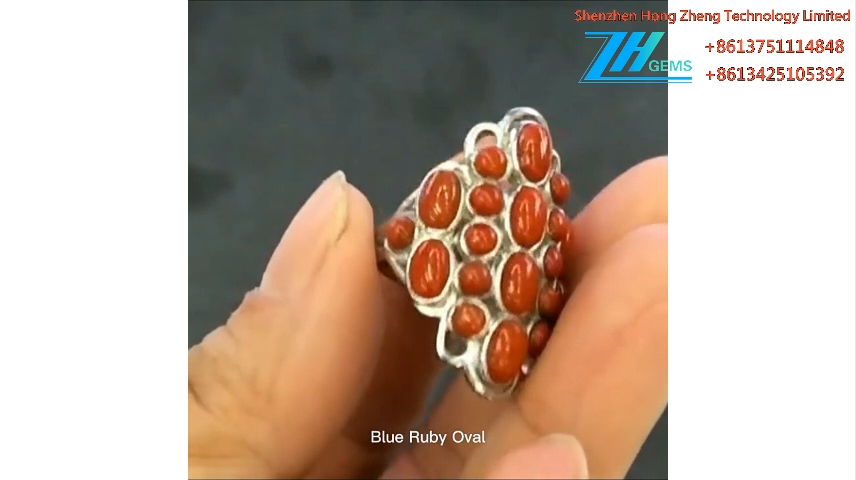 سور بیضوي عقیق او د سپینو زرو سټیک ښکلی کوچنی قیمتي ډبره 8