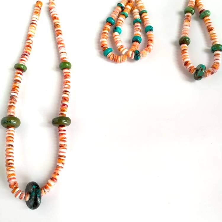 Oisrí Spíonacha Turquoise& Muince feirbthe 925 Steirling Airgid 10