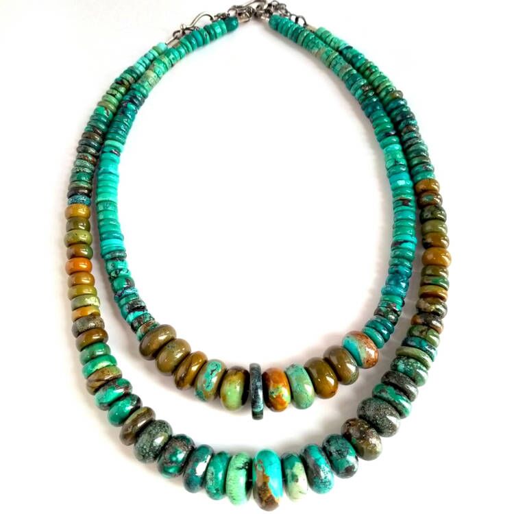 Natural Turquoise Rondelle Beads Fine Quality Necklace 10