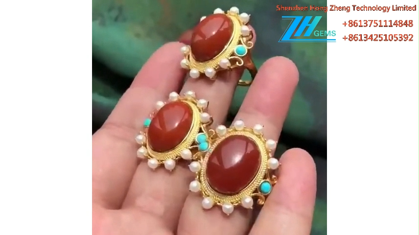 Agate রত্ন পাথর রিং হীরা ডিম্বাকৃতি কাটা লাল agate 8