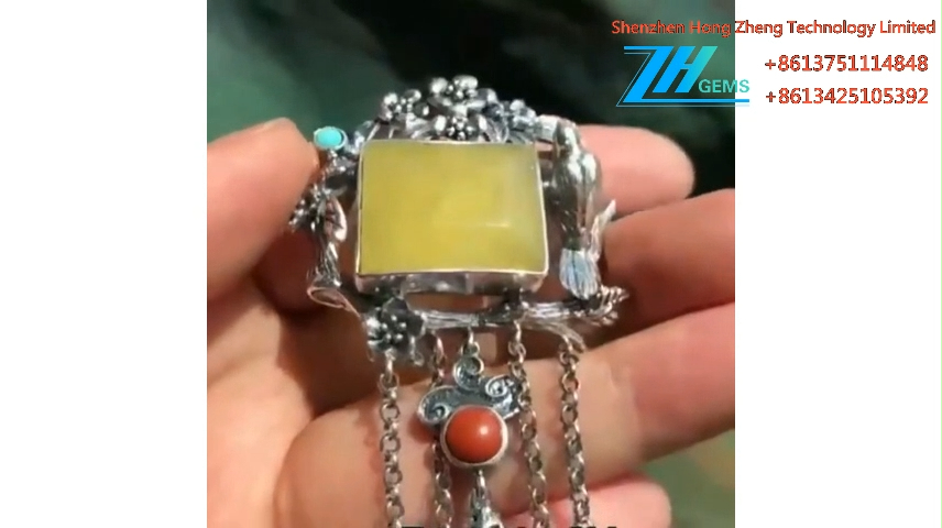 Amber Gemstone Drop Pendant  Natural Stone Pendant 8
