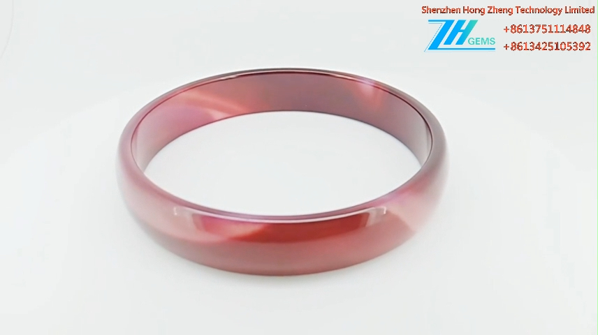 અંદરની 53-63mm લાલ ચેલેસ્ડોની બેંગલ એગેટ સ્ટોન બેન્ડ જેમ્સ 8