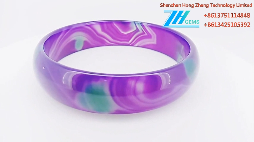 53mm-63mm Agate stone band กำไล พลอยสีม่วง width 8