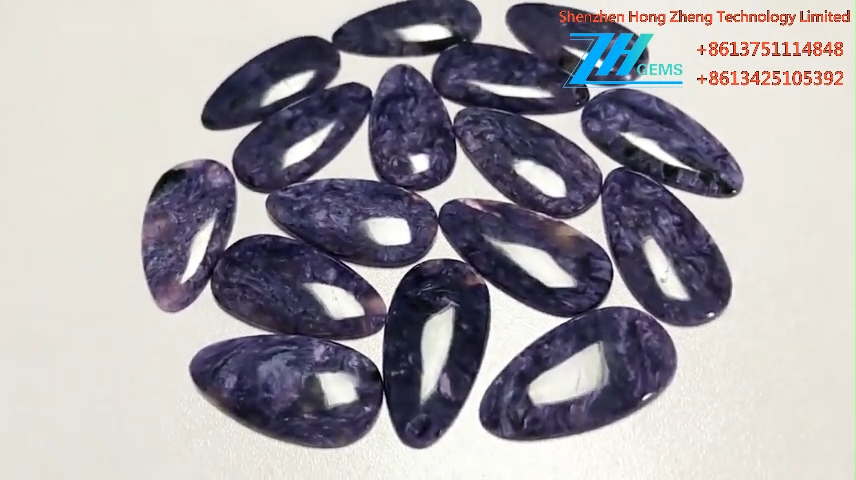 Naturlig päronform Charoite Cabochon Lös ädelsten 8