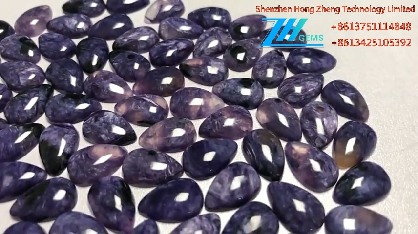 Doğal Armut Şekli Charoite Cabochon Mor Charoite Taşlar 8
