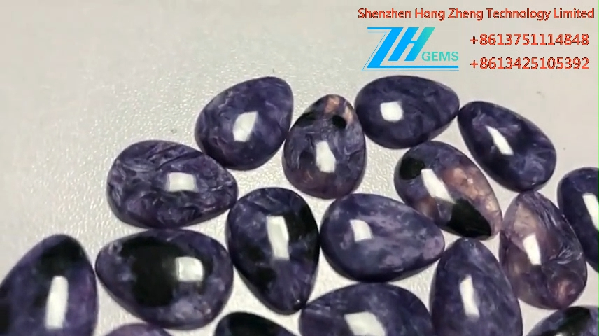 Xwezayî Pear Shape Charoite Cabochon Charoite caba gemstone 8