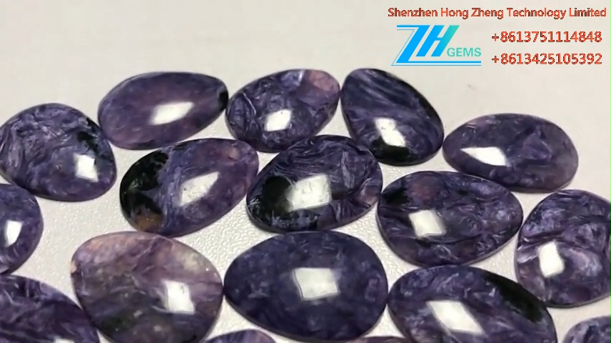 Naturlig päronform Charoite Cabochon Charoite cabochons 8