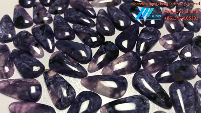 Toppkvalitets Charoite Gemstone Pære Form Charoite cabochon 8