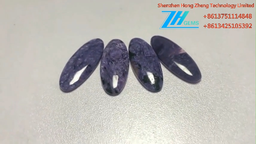 Adayeba Russian Charoite Cabochon gun ofali apẹrẹ Charoite 8