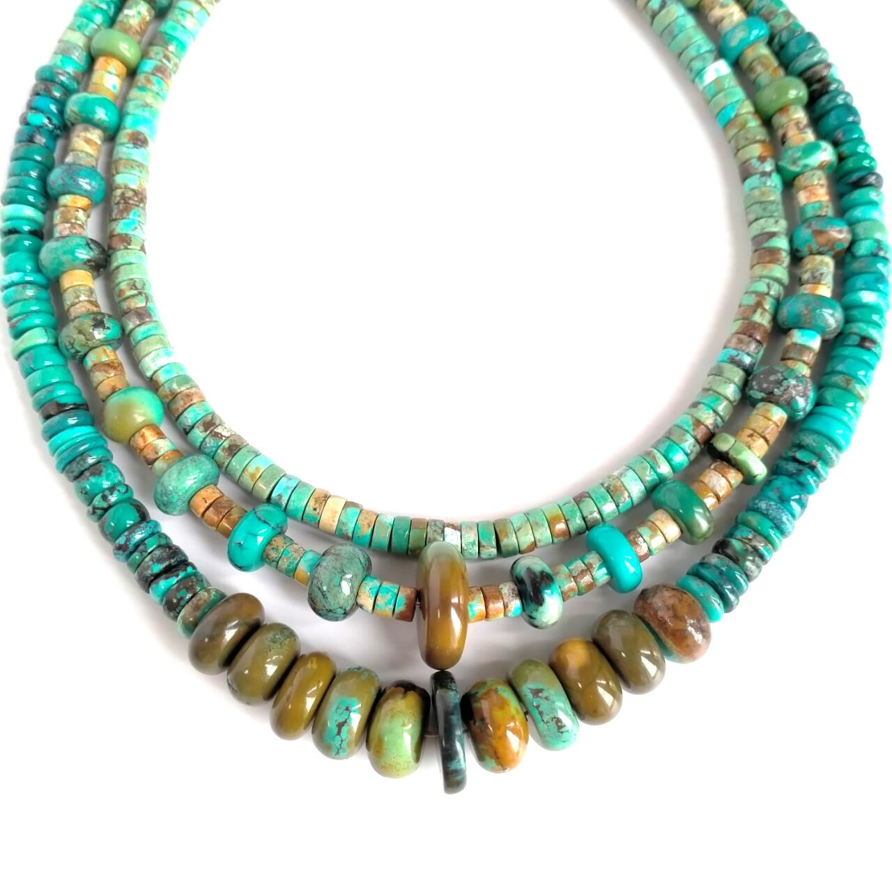 Naar naadir ah Turquoise Heishi Tire qaab 6-16mm jeex ah Katiinadaha Gacanka 15