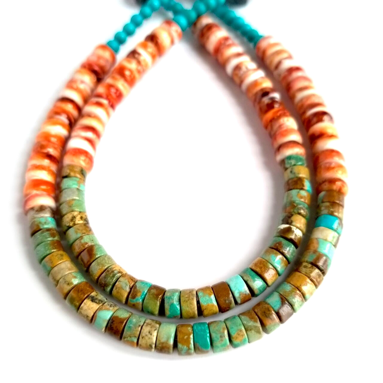 Genuine Heishi Turquoise na Spiny Oyster Necklace 925 silver atterling 15