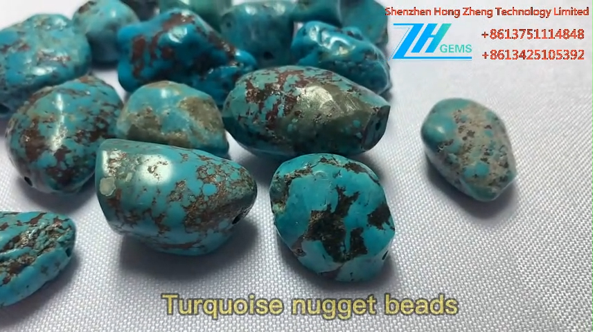 100% Natirèl Turquoise Blue Gemstone Pebble Nugget 3-20MM 12