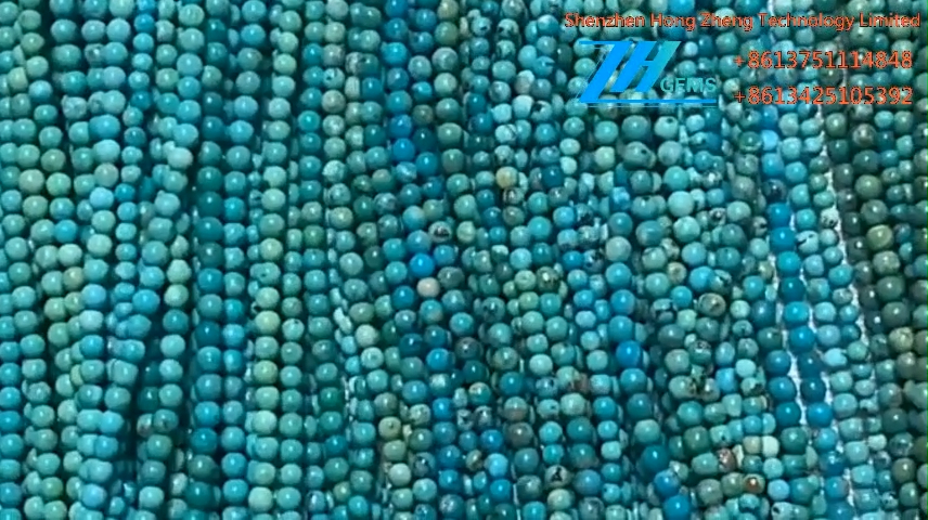Naturlig komprimert turkis runde perler ekte stein løs 12