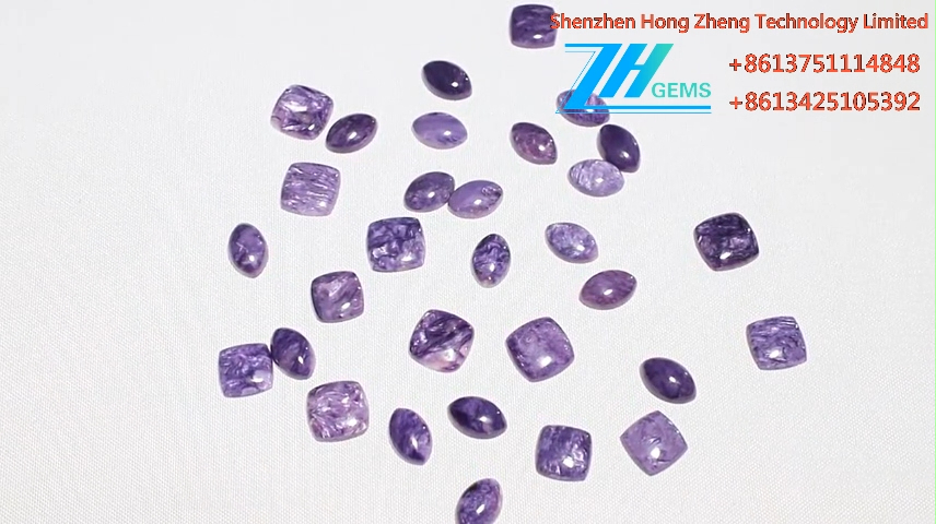 สุดยอด charoite คุณภาพแท้ธรรมชาติ Gem Cabochon Purple 8