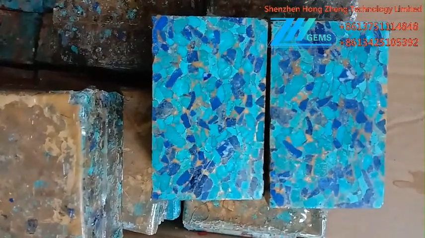 کمپریس شوی فیروزی بلاک قیمتی ډبره خام 9