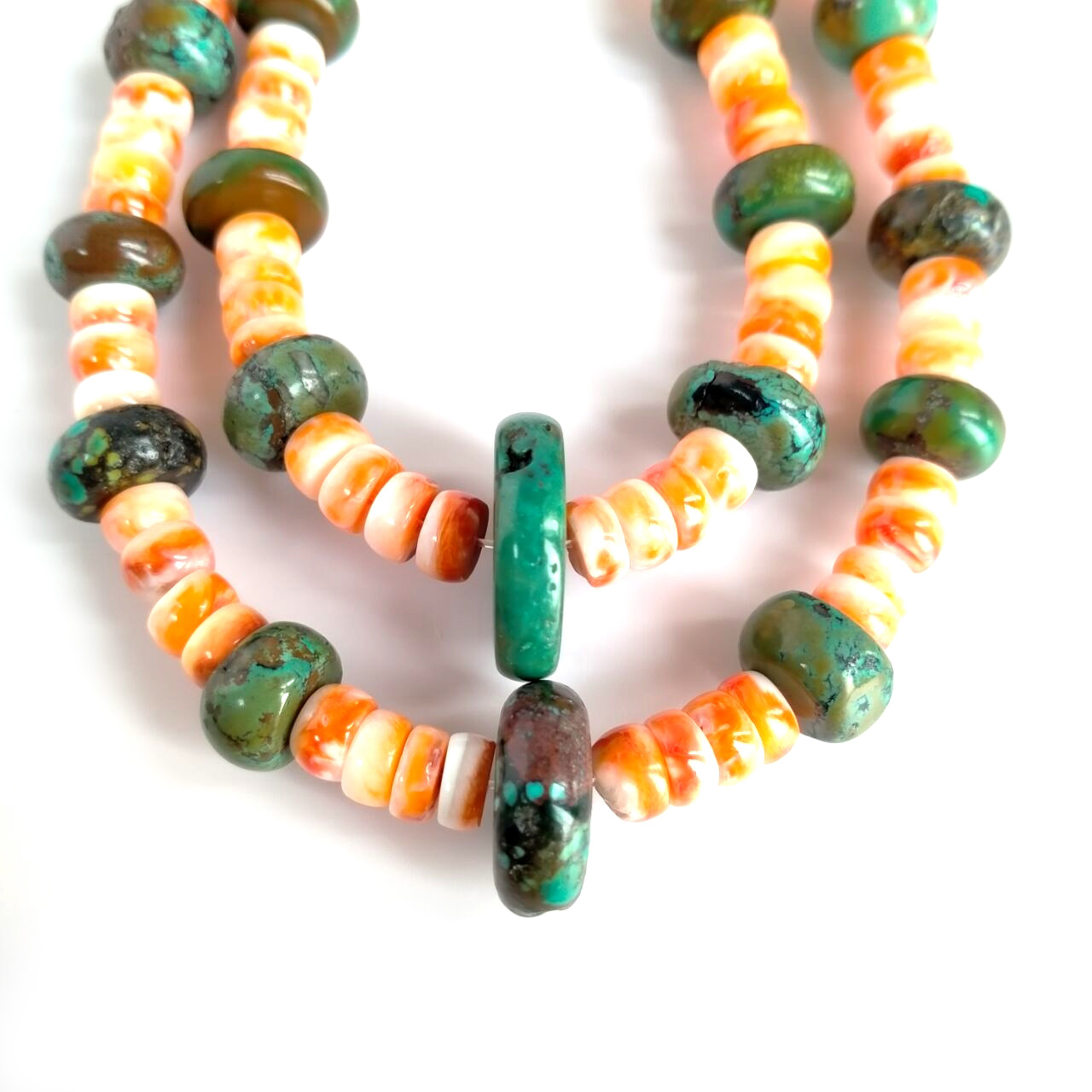 Spiny Oyster and Turquoise Necklace Bracelet and Earring Set 16