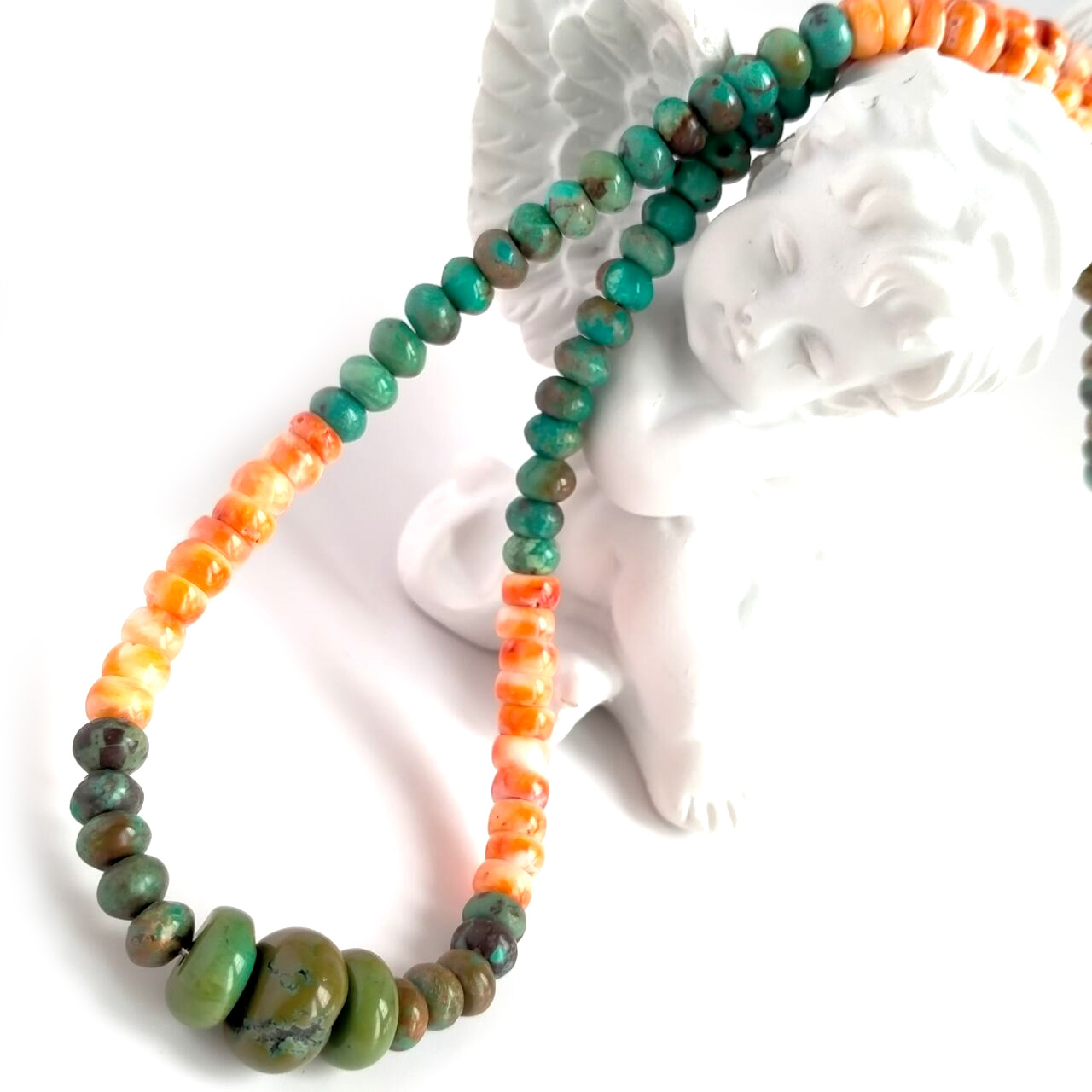 Mkufu halisi wa Turquoise Spiny Oyster 925 Sterling Silver Red Blue 16