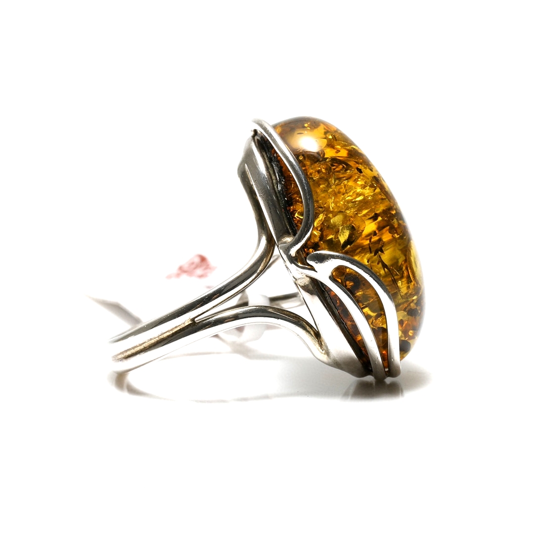 도매 천연 보석 반지 호박색 보석 반지 호박색 반지 14