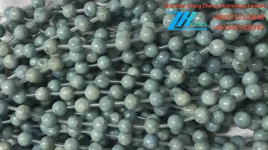 طبیعي سیلیسټیټ ګردي شکل موتي روښانه نیلي قیمتي ډبره 8