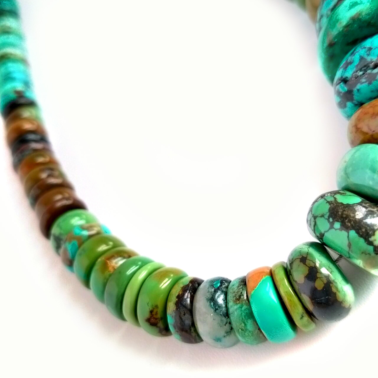 Turquoise and 925 Sterling Silver Beaded Necklace 15