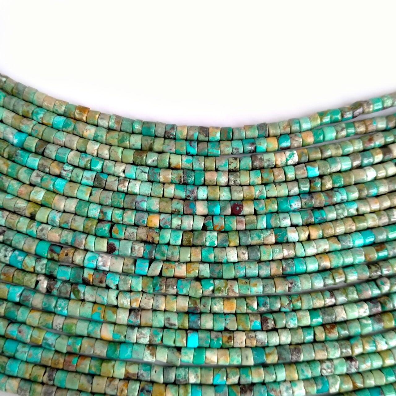 3mm Genuine Native American Style Natural Turquoise Heishi Bead 16 inch Strand 15