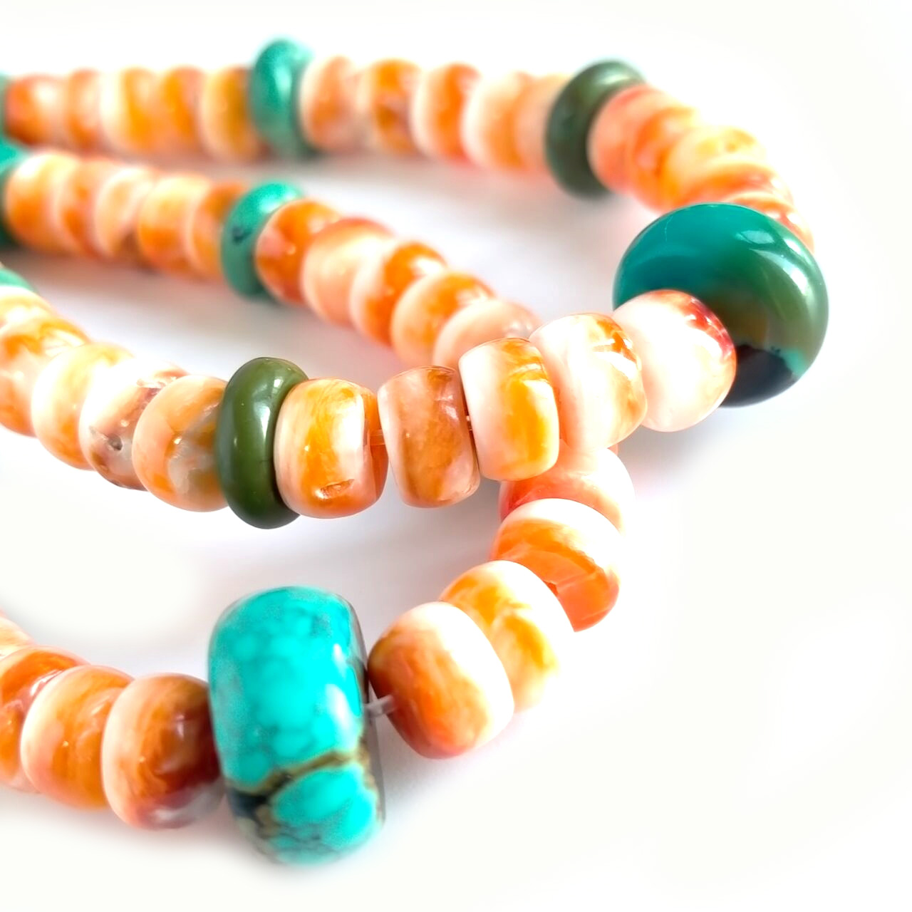 Turquoise Necklace and Spiny Oyster Shell Copper Jewelry Set 15