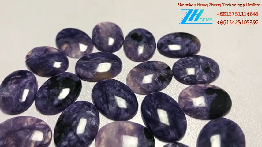 د ګاڼو لپاره طبیعي ارغواني چارویټ اوول کابوچون قیمتي ډبره 8