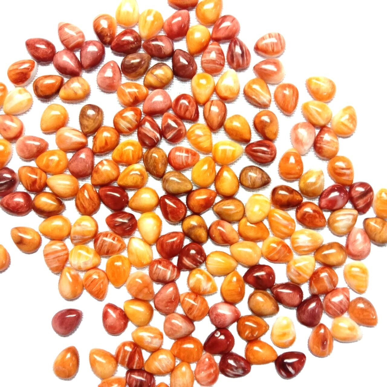 100% 천연 가시 굴 껍질 배/눈물 드롭 원석 카보숑 3